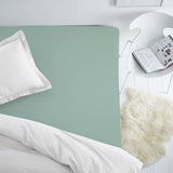 Handmade Luxurious Premium Satin Cotton Fitted Sheet | Blue Surf