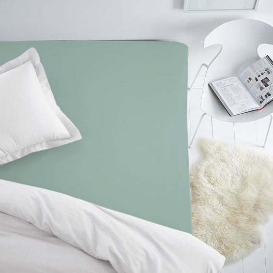 Ручной работы роскошная простыня на резинке Premium из сатина хлопка | Blue Surf