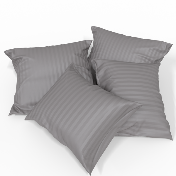 Handmade Luxurious Premium Striped Satin Cotton Pillowcase | Wisdom Gray