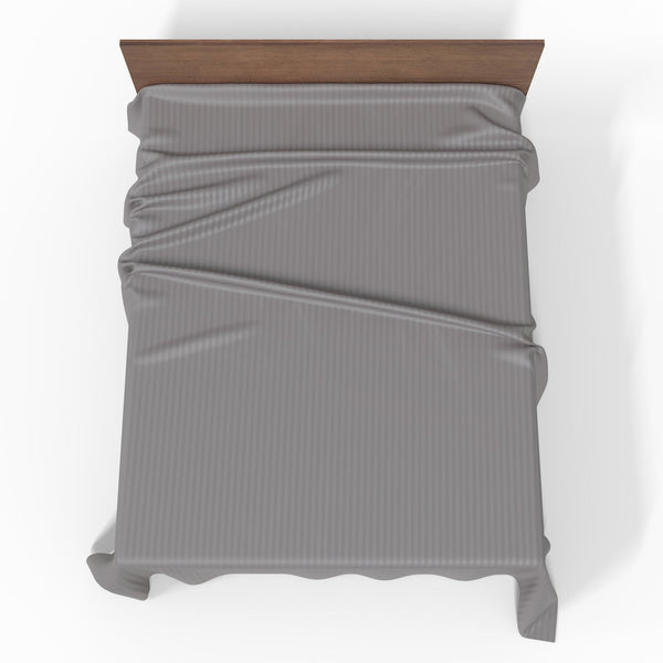 Handgefertigtes luxuriöses Premium gestreifter Satin Baumwoll Bettlaken | Wisdom Gray