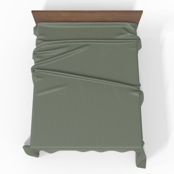 Handgefertigtes luxuriöses Premium gestreifter Satin Baumwoll Bettlaken | Olivine