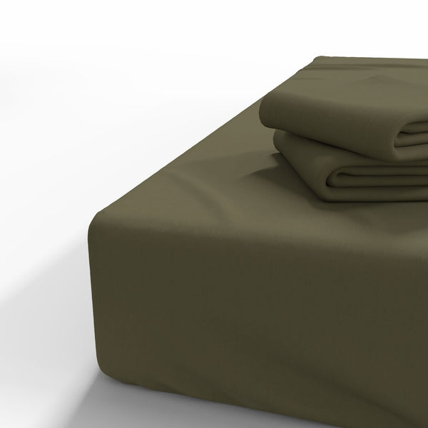 Ручной работы хлопковая простыня с резинкой | Burnt Olive