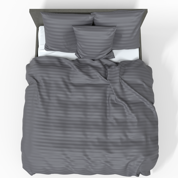 Handgefertigter luxuriöser Premium gestreifter Satin Baumwoll Bettbezug | Tornado