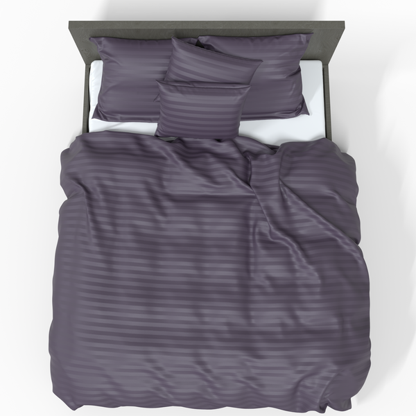 Handmade Luxurious Premium Striped Satin Cotton Bedding Set | Sweet Grape