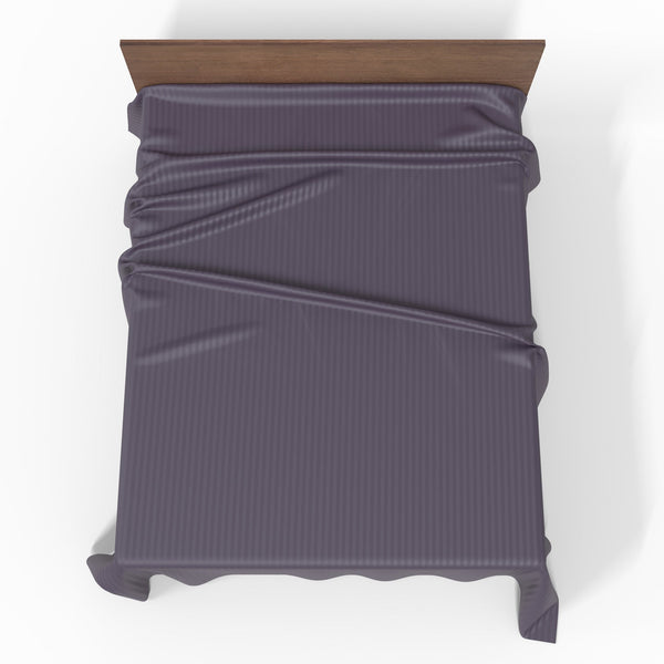 Handgefertigtes luxuriöses Premium gestreifter Satin Baumwoll Bettlaken | Sweet Grape