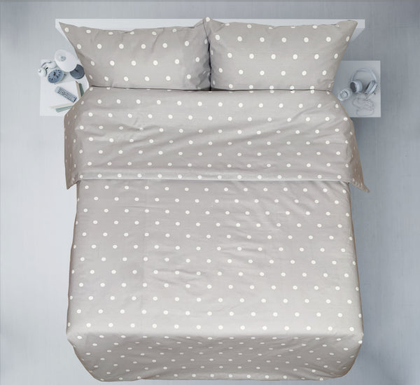Last units of handmade cotton bedding set | Dotty Taupe