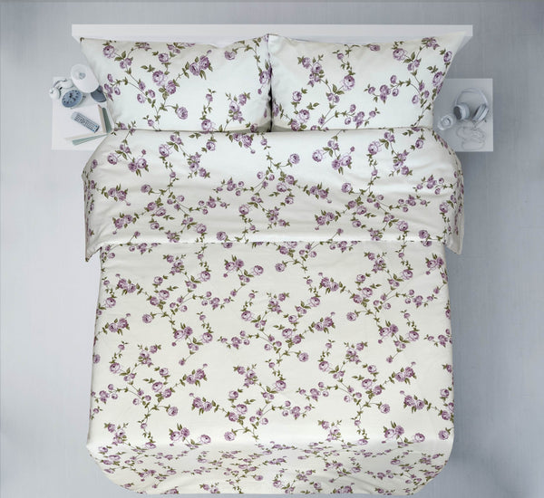 Last units of handmade cotton bedding set | Rosebud Cream