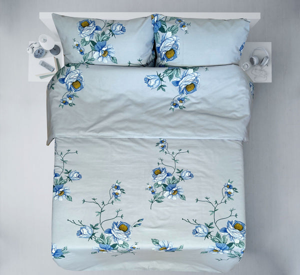 Last units of handmade cotton bedding set | Blue Sketch