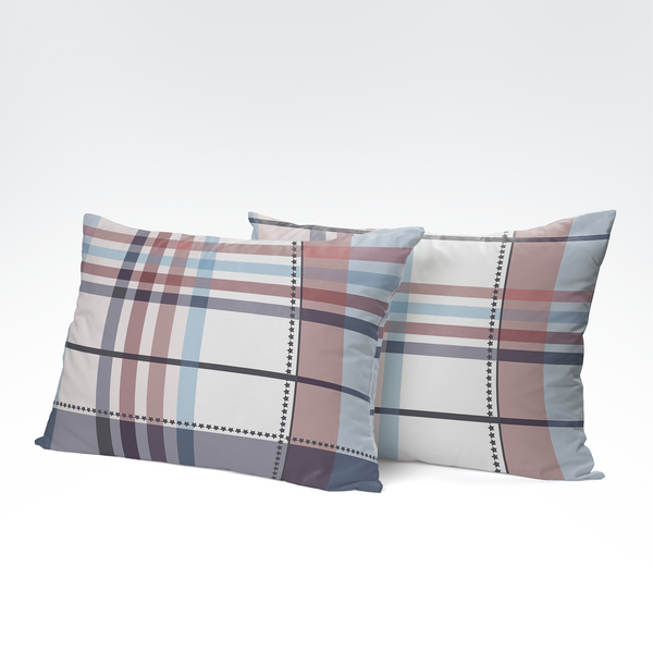 Handgefertigter Baumwoll-Kissenbezug | Blush Tartan