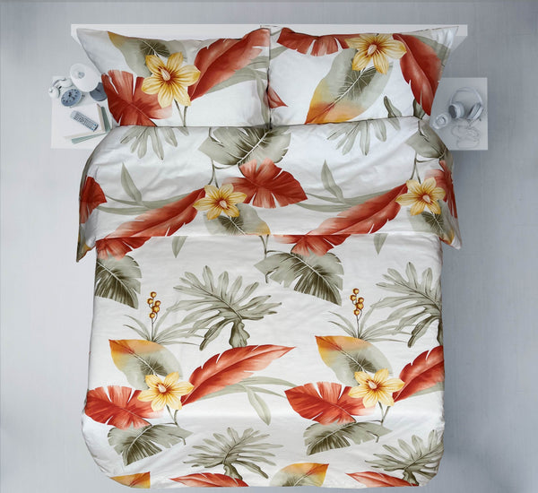 Last units of handmade cotton bedding set | Tropical Ember
