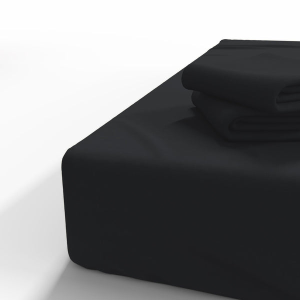 Ручной работы хлопковая простыня с резинкой | Black