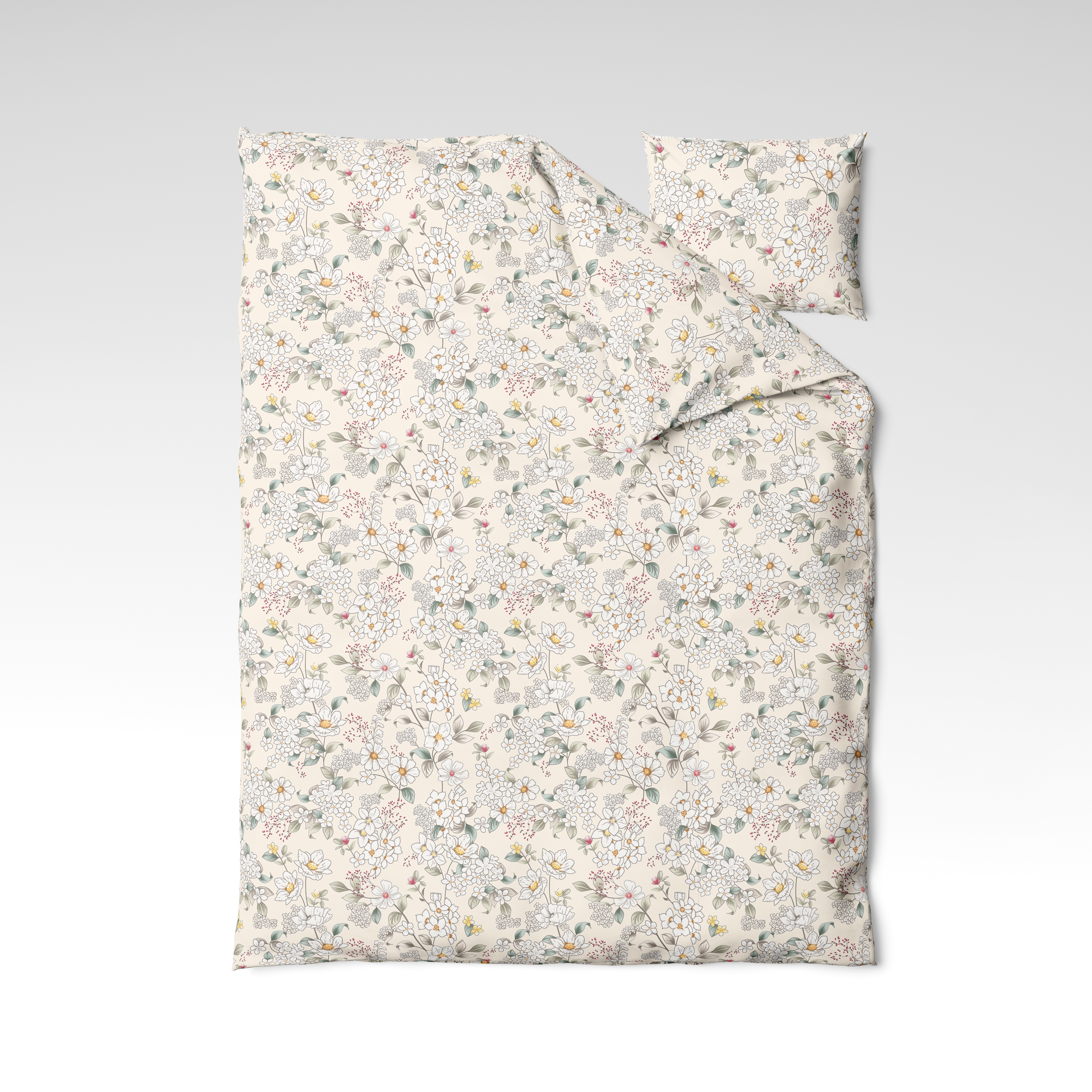 Patterned cotton fabric | Ivory Bloom