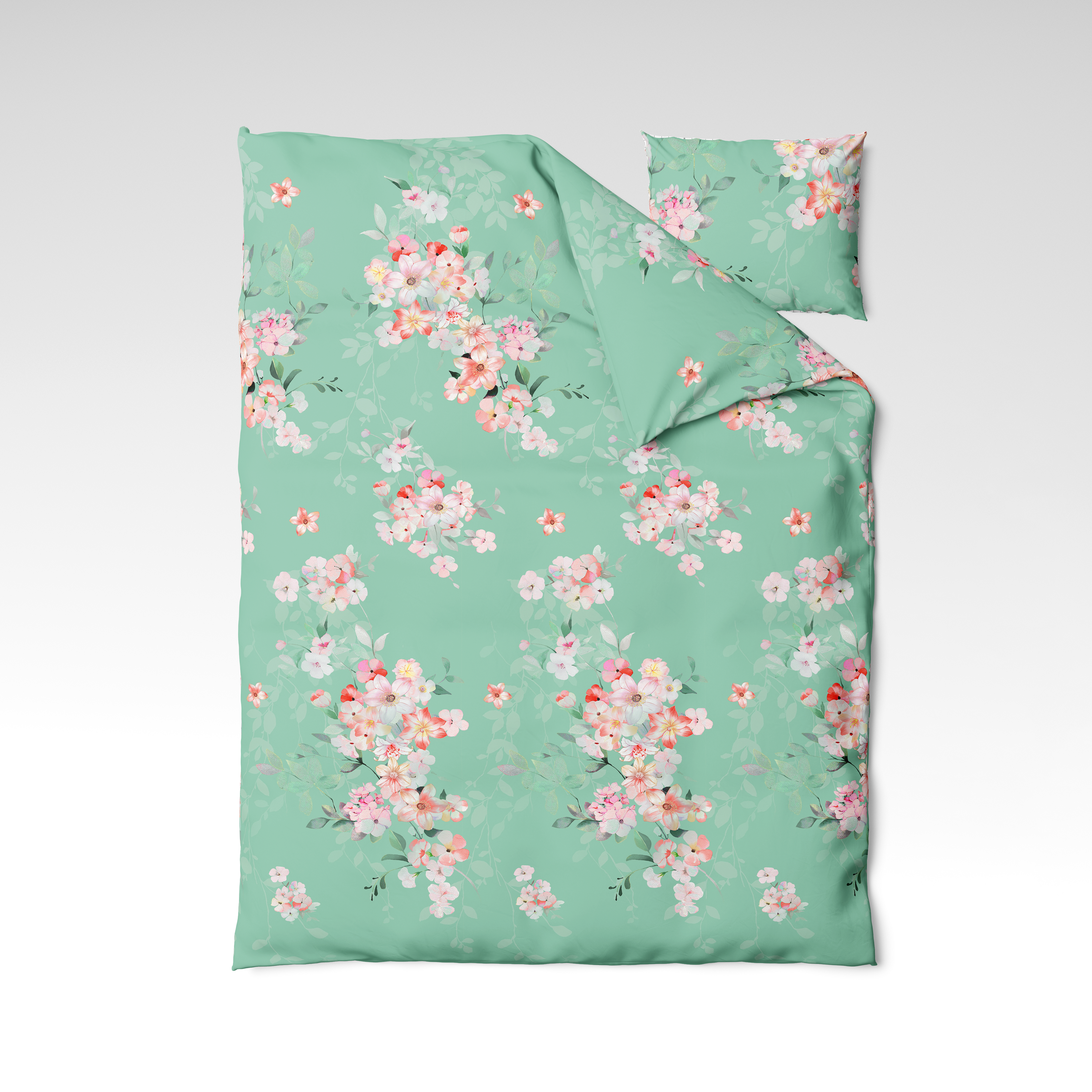 Patterned cotton fabric | Mint Blossom