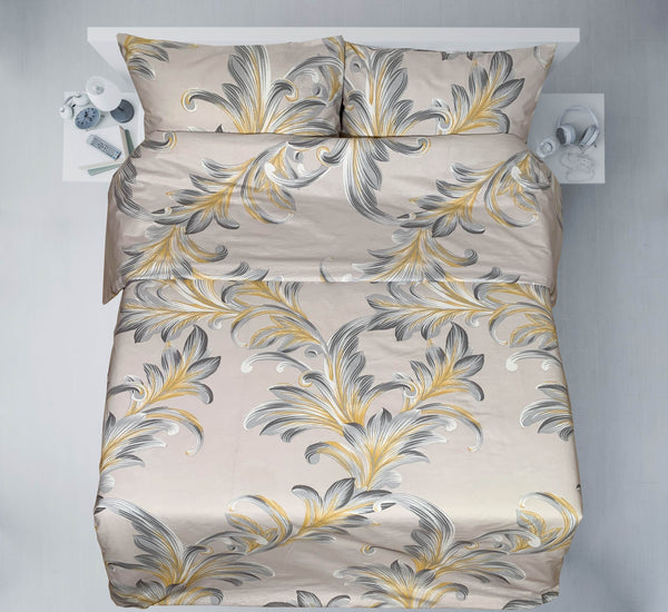 Last units of handmade cotton bedding set | Golden Scroll