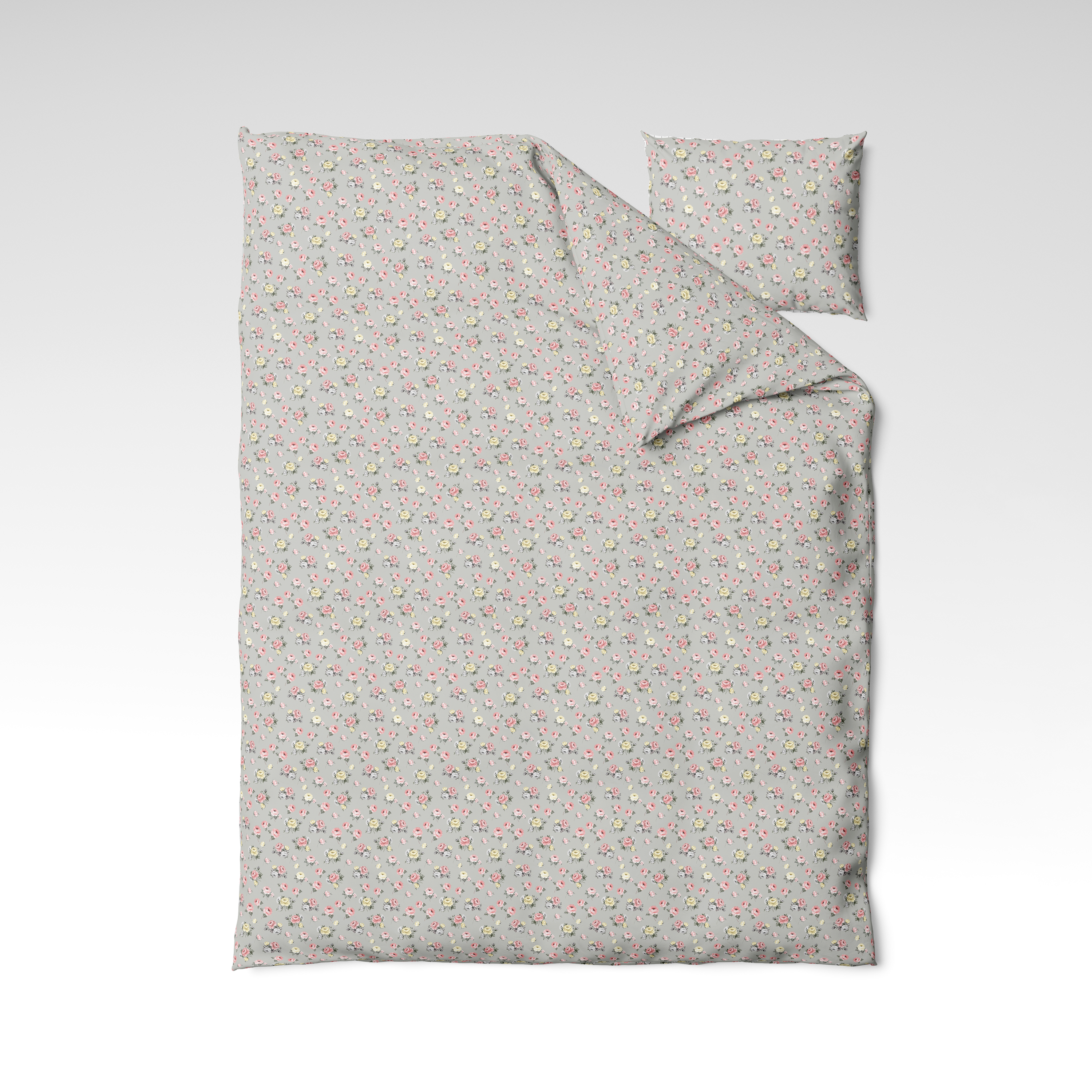Patterned cotton fabric | Rosebud Grey