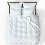 Luxurious Premium Striped Satin 100% Cotton Fabric | White