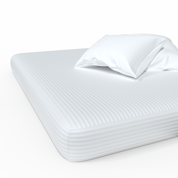 Handgefertigtes Premium-Satin-Canvas-Baumwoll-Bettlaken mit Gummizug | White