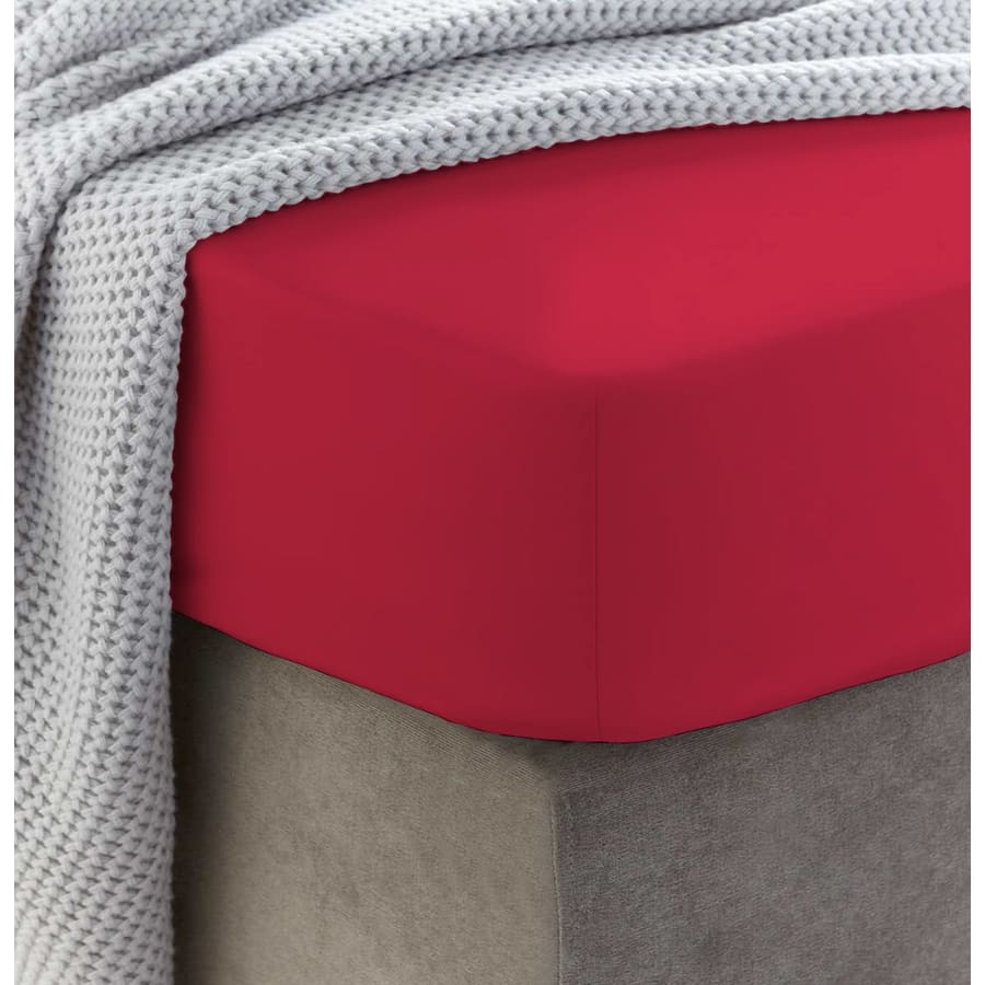 Sewn cotton fitted sheet with elastic | Chinese red - Cotton